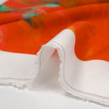 Viscose imprimée artistique fond rouge corail
