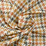 Polycotton camel and brown houndstooth print