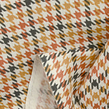 Polycotton camel and brown houndstooth print