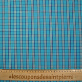 Coton chemise à carreaux fond turquoise