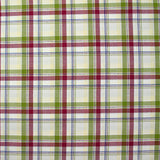 Coton tissé-teint Rowan magenta et vert pomme fond blanc