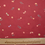 Coton imprimé montgolfière fond rouge tomette