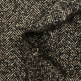 Laine mélangée bouclettes noires chevrons 60mm marron et écru