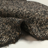 Laine mélangée bouclettes noires chevrons 60mm marron et écru