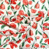 Coton imprimé tulipe rouge fond blanc