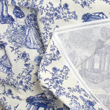 Cotton printed toile de Jouy Maël blue ecru background