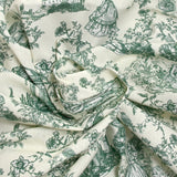 Cotton printed toile de Jouy Maël green ecru background