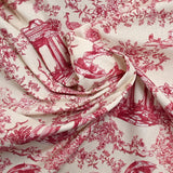 Coton imprimé toile de Jouy Maël bordeaux fond écru