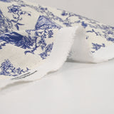 Cotton printed toile de Jouy Maël blue ecru background