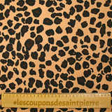 Jersey de coton imprimé léopard fond camel