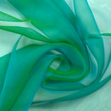 Mousseline 100% soie unie turquoise changeant vert