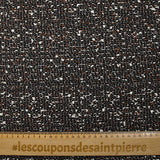 Brocart aspect tweed lurex cuivre fond noir et blanc