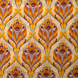 Maille de polyamide fine imprimée tapisserie orange fond jaune beurre