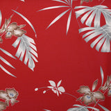 Twill de viscose imprimé Hawaii fond rouge fraise