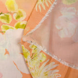 Tencel imprimé botanique fond pêche
