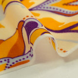 Maille de polyamide fine imprimée tapisserie orange fond jaune beurre