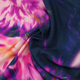 Jacquard de viscose satiné imprimé fleurs d'artifice fond bleu nuit