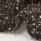 Brocart aspect tweed lurex cuivre fond noir et blanc