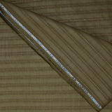 Cotton linen striped gold Lurex khaki background