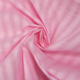 Cotton linen striped gold Lurex baby pink background