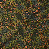 Viscose imprimée léopard orange fluo fond kaki