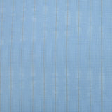 Cotton linen striped golden Lurex sky blue background