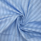Cotton linen striped gold Lurex baby blue background