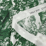 Silk satin printed in the green jungle white background