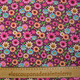 Algodón estampado campo de margaritas fondo morado