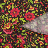 Coton imprimé jardin bohème rouge fraise