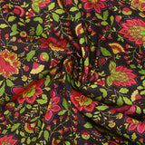 Coton imprimé jardin bohème rouge fraise
