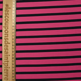 Jersey de coton rayé noir et fuchsia