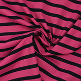 Jersey de coton rayé noir et fuchsia