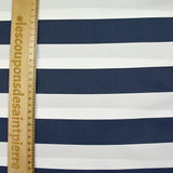 Navy and white striped silk-blend satin