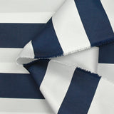 Navy and white striped silk-blend satin