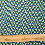 Maille crêpe imprimée vert et bleu graphique