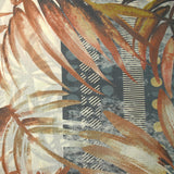 Polycotton veil printed frieze and blue palm trees and brick ecru background