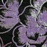 Tulle sequin brodé pivoine blanc fil doré