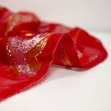 Devoured silk muslin tlija gold and silver red background