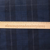Velours côtelé 100% coton 1 mm à carreaux marine
