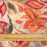Mousseline crinkle imprimée flamme et fleur orange