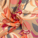 Mousseline crinkle imprimée flamme et fleur orange
