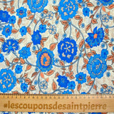 Crepe estampado armonía bohemia azul y naranja