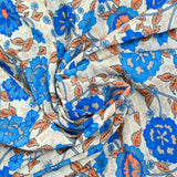 Crepe estampado armonía bohemia azul y naranja