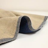 Velours de coton ras sergé double face beige et bleu foncé