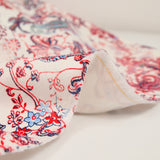 Velours de coton ras cachemire rouge fond blanc