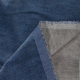 Velours côtelé 100% coton 2 mm double face marine et gris