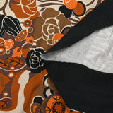 Jersey de viscose imprimé champ de fleurs orange et marron fond beige