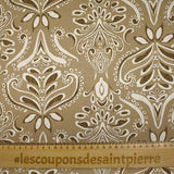 Polyester satin baroque print beige background