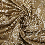 Polyester satin baroque print beige background
